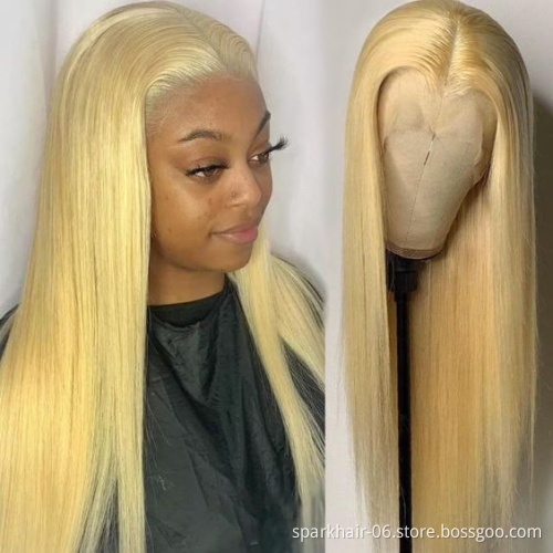 13x4 613 Frontal Wigs For Black Women Human Hair Virgin Cuticle Aligned Hair Blonde Lace Front Wig Straight 613 Lace Full Wigs